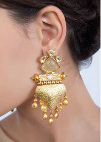 Crystal stone studded earring with metal drop dangler only on Kalki