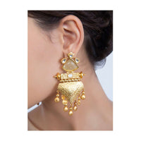 Crystal stone studded earring with metal drop dangler only on Kalki