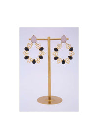 Cut out cluster earring adorn with semi precious stones only on kalki