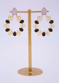 Cut out cluster earring adorn with semi precious stones only on kalki