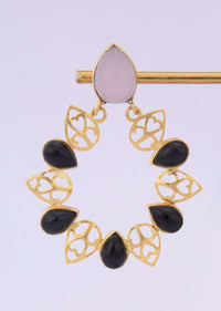 Cut out cluster earring adorn with semi precious stones only on kalki