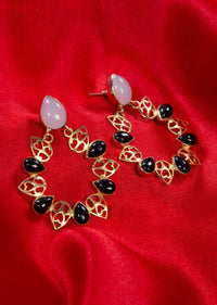 Cut out cluster earring adorn with semi precious stones only on kalki