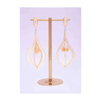 Cut Out Dome Style Metallic Earring With Encaged Semi Precious Stone Online - Kalki Fashion