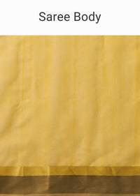 Cyber Yellow Handloom Chanderi Silk And Cotton Saree With Zari Work
