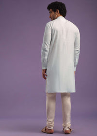 Daisy White Kurta In Linen With An Thread Embroiderd Yoke