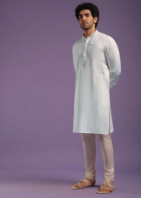 Daisy White Kurta In Linen With An Thread Embroiderd Yoke