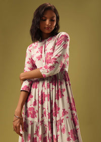 Daisy White Santoon Kurti With Floral Print