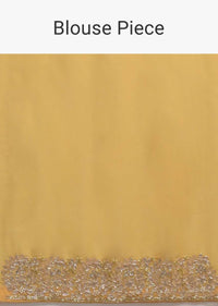 Dandelion Yellow Saree In Georgette Adorned With Lucknowi Thread Embroidery In Floral Jaal Online - Kalki Fashion