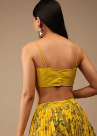 Dandelion Yellow Blouse In Raw Silk With Strap Sleeves And Straight Across Neckline