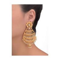 Dangling Gold Plated Earrings With Pearls And Kundan Online - Kalki Fashion