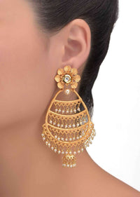 Dangling Gold Plated Earrings With Pearls And Kundan Online - Kalki Fashion