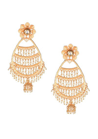 Dangling Gold Plated Earrings With Pearls And Kundan Online - Kalki Fashion