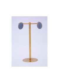 Dark Blue Studs With Silver Jaal Coating Online - Kalki Fashion