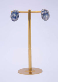 Dark Blue Studs With Silver Jaal Coating Online - Kalki Fashion