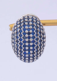 Dark Blue Studs With Silver Jaal Coating Online - Kalki Fashion
