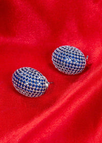 Dark Blue Studs With Silver Jaal Coating Online - Kalki Fashion