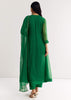 Dark Green Printed Chiffon Sequin Kurta Set With Dupatta