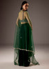 Dark Green Velvet Crop Top Skirt With Heavy Embroidery