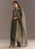 Dark Grey Tissue Kurta Pant Set With Butti Dupatta