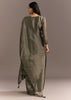 Dark Grey Tissue Kurta Pant Set With Butti Dupatta