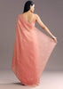 Dark Peach Crushed Tissue Embroidered Saree With Scallop Border