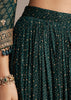 Dark Green Bandhani Kurta Set With Shell Tassel Detailing