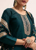 Dark Green Silk Kurta Set With Dupatta
