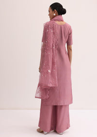 Dark Pink Cotton Kurta Palazzo Set