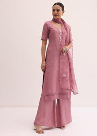 Dark Pink Cotton Kurta Palazzo Set