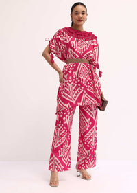 Dark Pink Printed Cotton Kurta Pant