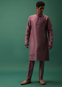 Dark Pink Self Embroidered Bandi Jacket And Kurta Set