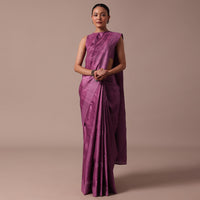 Dark Pink Tussar Saree With Unstitched Blouse