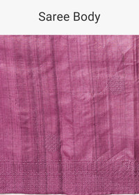 Dark Pink Tussar Saree With Unstitched Blouse