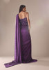 Dark Purple Heavy Embroidered Saree In Crushed Shimmer