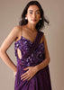 Dark Purple Heavy Embroidered Saree In Crushed Shimmer