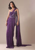 Dark Purple Heavy Embroidered Saree In Crushed Shimmer