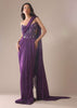 Dark Purple Heavy Embroidered Saree In Crushed Shimmer