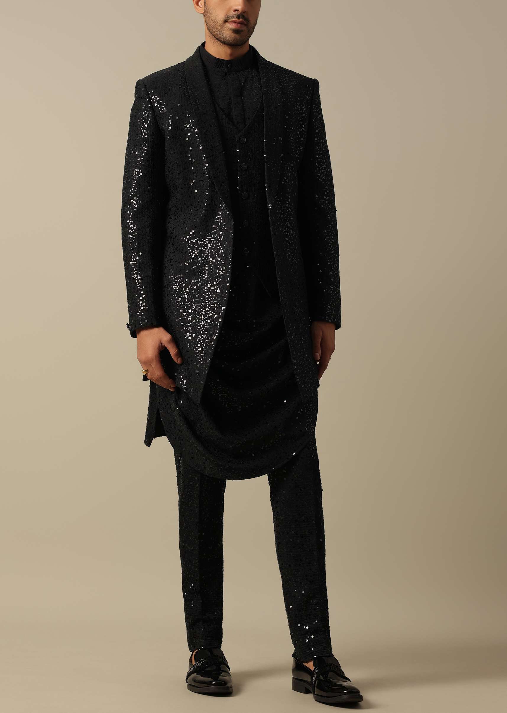 Dazzling Black Indowestern Set