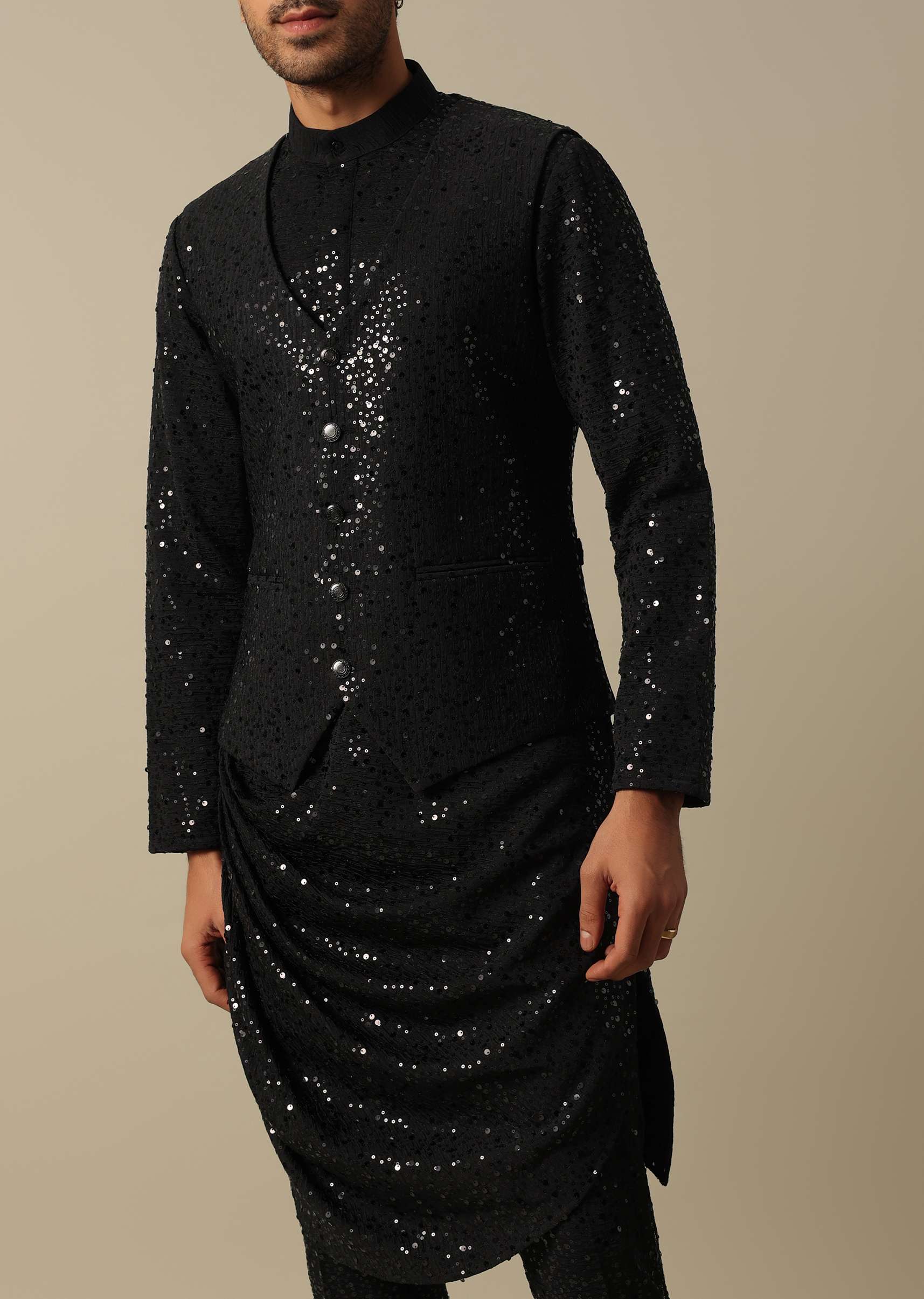 Dazzling Black Indowestern Set