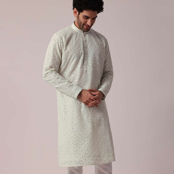 Dazzling Blue Festive Kurta Set For Men