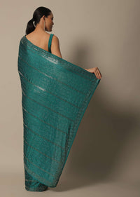 Dazzling Green Saree With An Unstitched Blouse Fabric