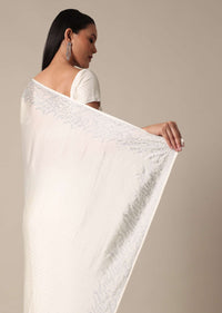 Dazzling White Saree With Swarovski Elegance