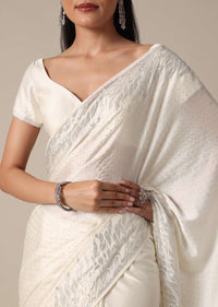 Dazzling White Saree With Swarovski Elegance