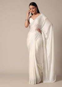 Dazzling White Saree With Swarovski Elegance