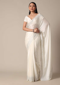 Dazzling White Saree With Swarovski Elegance