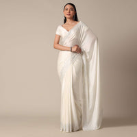 Dazzling White Saree With Swarovski Elegance