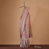 Lavender Purple Saree In Uppada Silk With Meenakari Weave And Unstitched Blouse