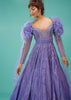 Mauve Purple Ball Gown With Ruffle Frills And Embroidery