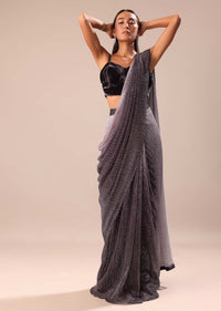 Deep Purple Ombre Shimmer Saree