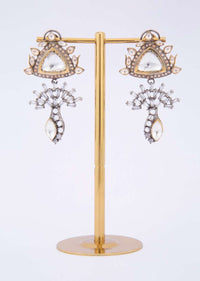 Designer cluster earring adorn with kundan and crystals only on Kalki